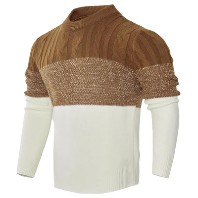 Giam - Long-sleeved, casual men's knitted jumper with colour blocks