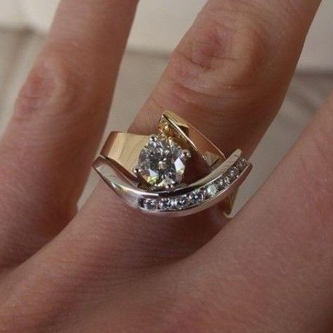 Vintage Irregular Gold & Zirconia Silver Ring