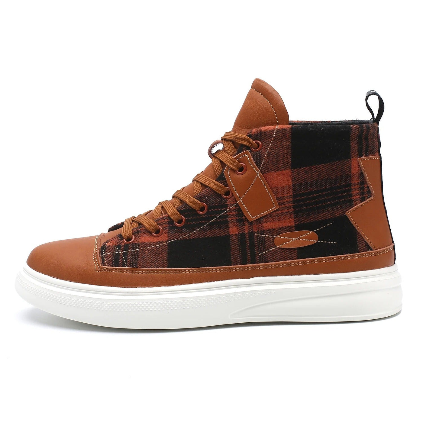 Chequered high-top trainers for men