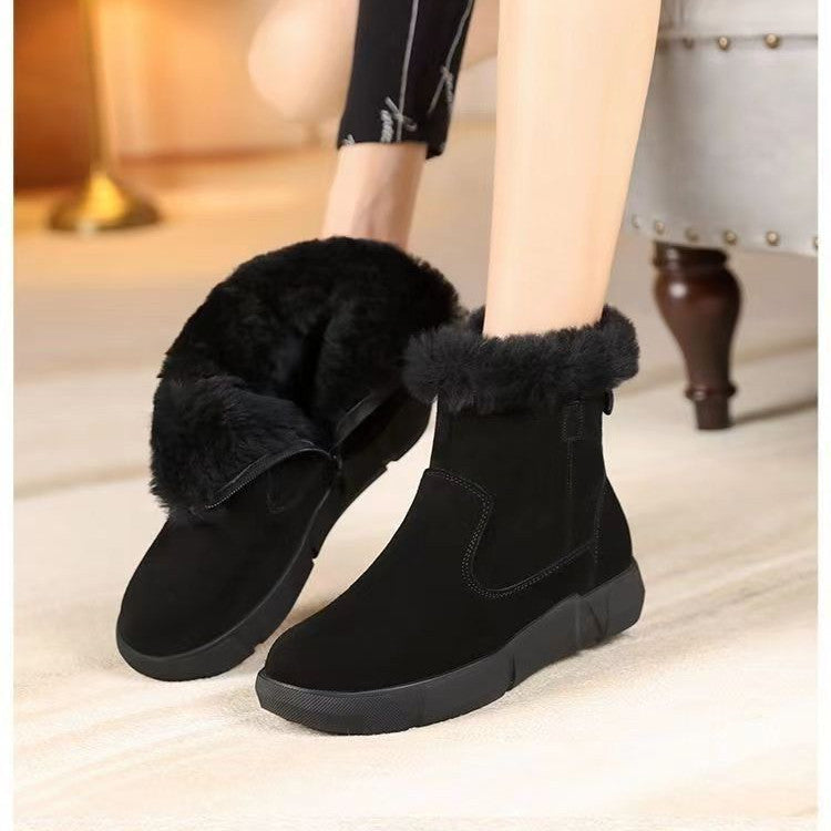 Alo - Ankle boots for women with flat heel and warm fleece lining