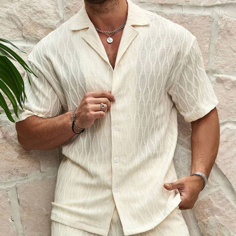 Men's beach set in cream breathable fabric - Dante