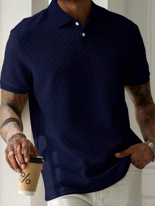 Men's cream geometric textured polo shirt - Edgar