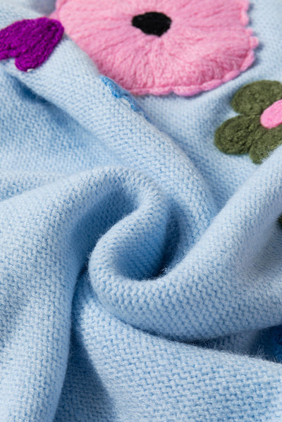 Anne - Knitted jumper with floral pattern and ribbed edges