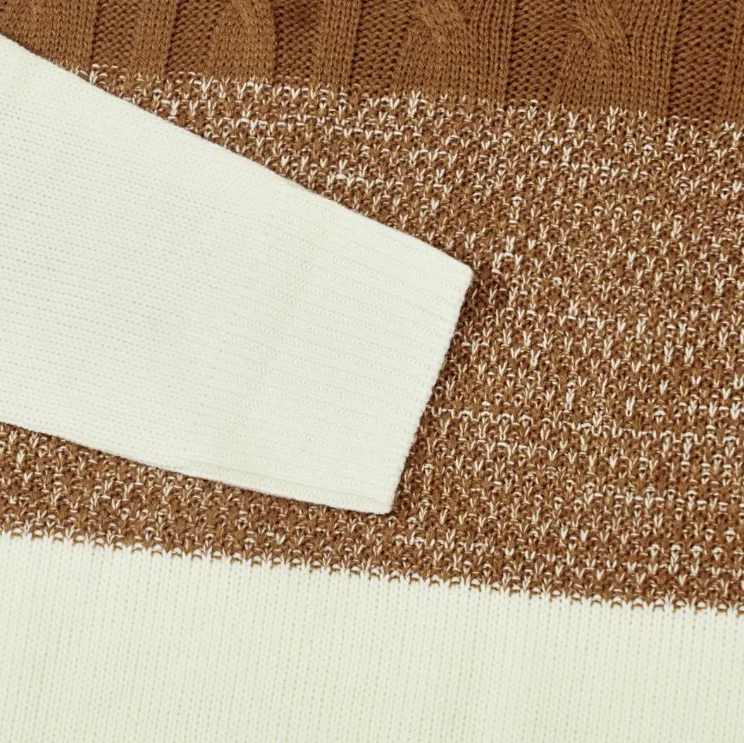 Giam - Long-sleeved, casual men's knitted jumper with colour blocks