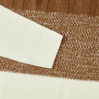 Giam - Long-sleeved, casual men's knitted jumper with colour blocks