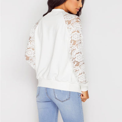 Cardigan - Women - Zip Front with Lace Sleeves - Liora