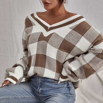 Ladies knitted sweater V-neck - Clara