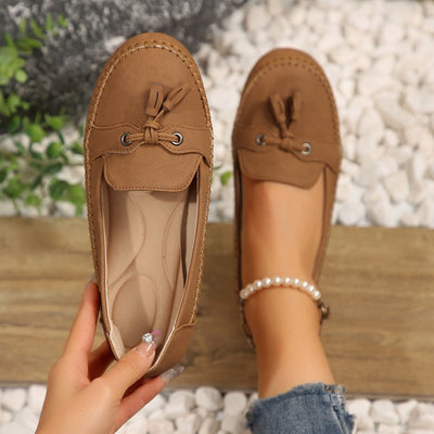 Women's slip-resistant flat loafers with bow detail - Martina
