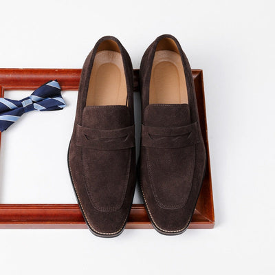 Men's brown suede leather classic loafers - Lancaster