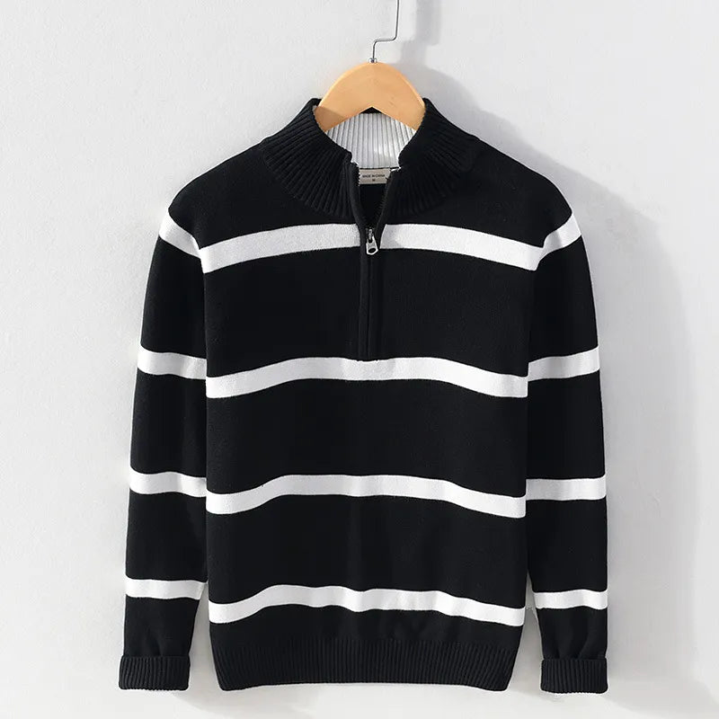 Luc - Pullover for men with turtleneck, casual with half zip