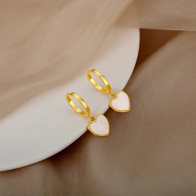 Women's Earrings Gold Plated Earrings Pearly Heart - Elsa
