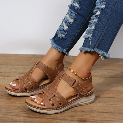 Women's wedge sandals casual crossover design - Eliane