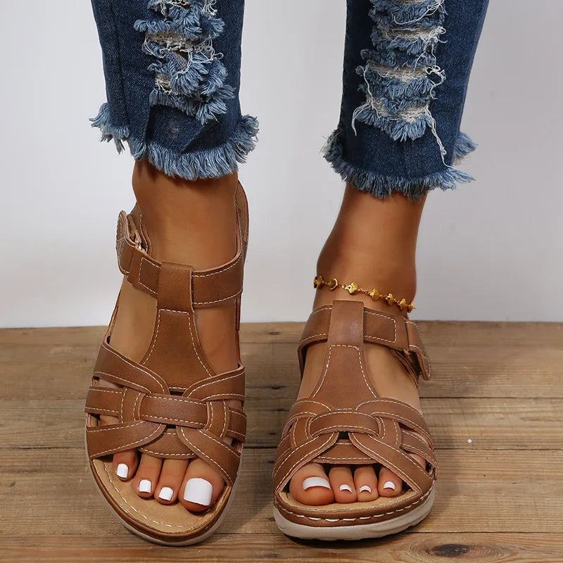 Women's wedge sandals casual crossover design - Eliane