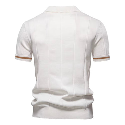 Men's sporty polo shirt short sleeve zip white elegant - Leandro