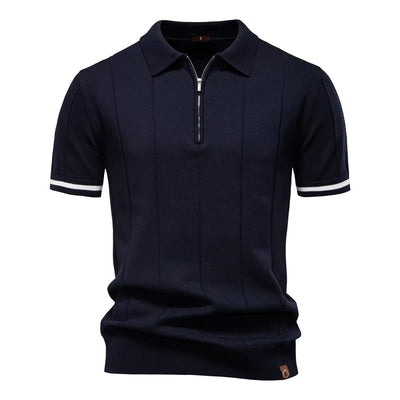Men's sporty polo shirt short sleeve zip white elegant - Leandro