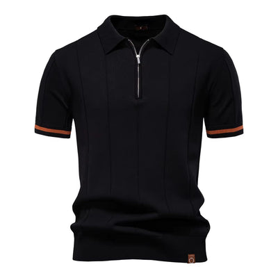 Men's sporty polo shirt short sleeve zip white elegant - Leandro