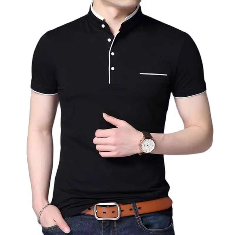 Men's polo shirt with contrasting buttons in elegant black - Dante