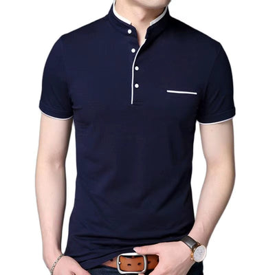 Men's polo shirt with contrasting buttons in elegant black - Dante