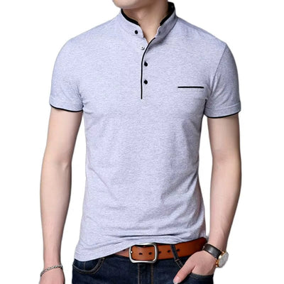 Men's polo shirt with contrasting buttons in elegant black - Dante