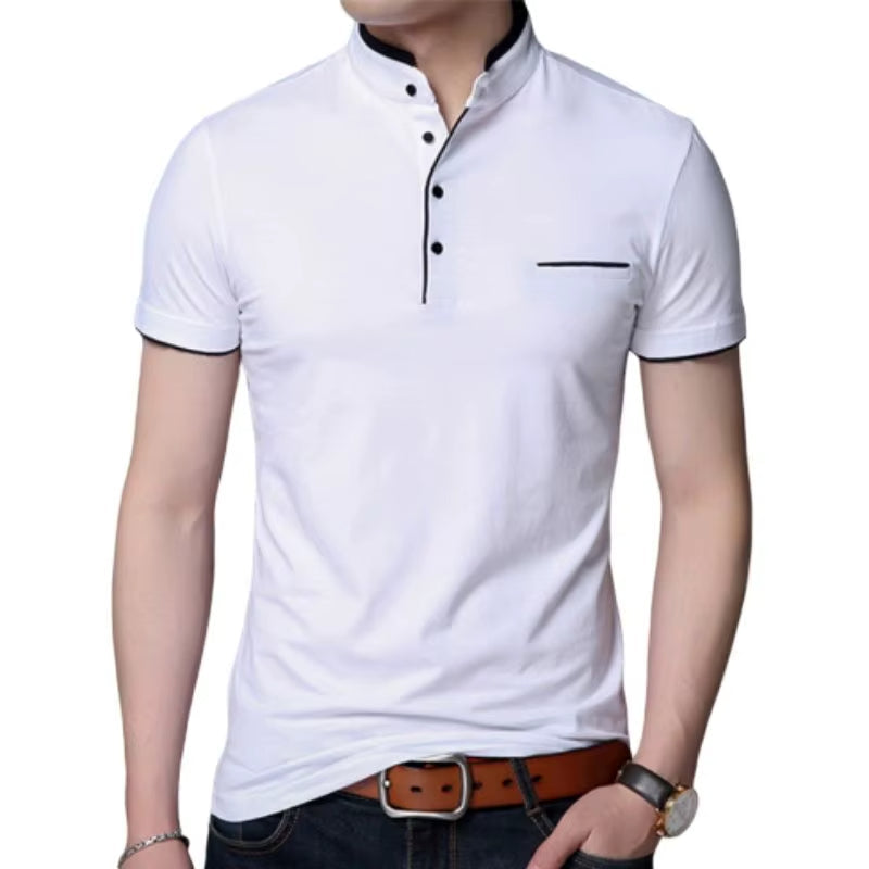 Men's polo shirt with contrasting buttons in elegant black - Dante