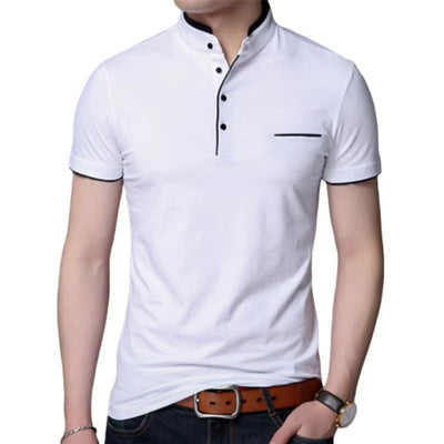 Men's polo shirt with contrasting buttons in elegant black - Dante