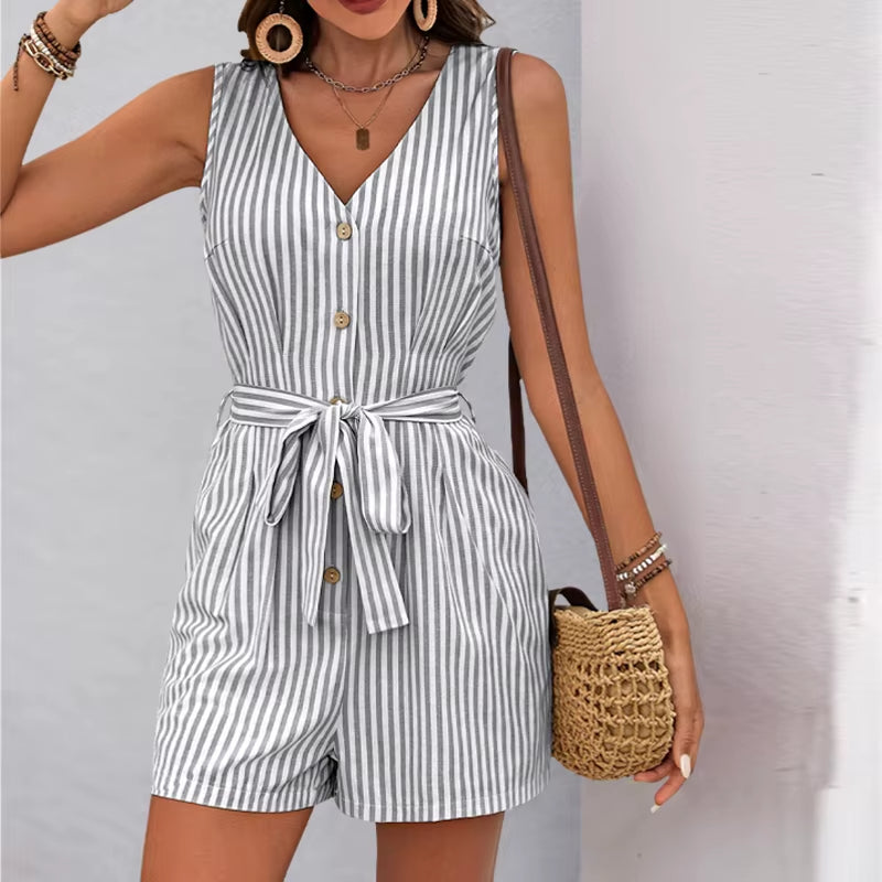 Summer short jumpsuit with vertical stripes - Kendra