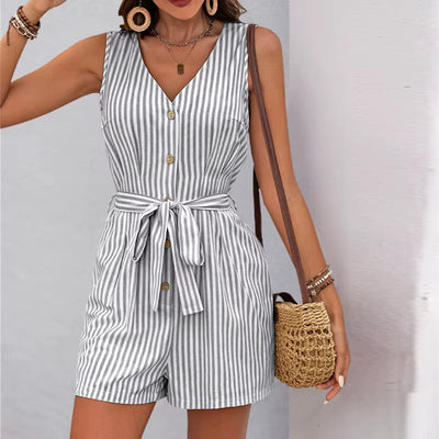 Summer short jumpsuit with vertical stripes - Kendra