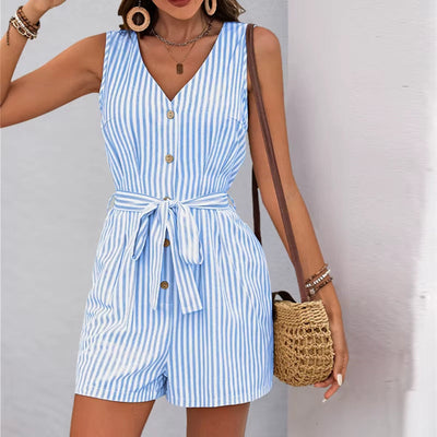 Summer short jumpsuit with vertical stripes - Kendra