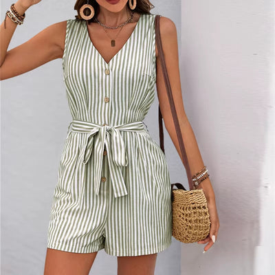 Summer short jumpsuit with vertical stripes - Kendra