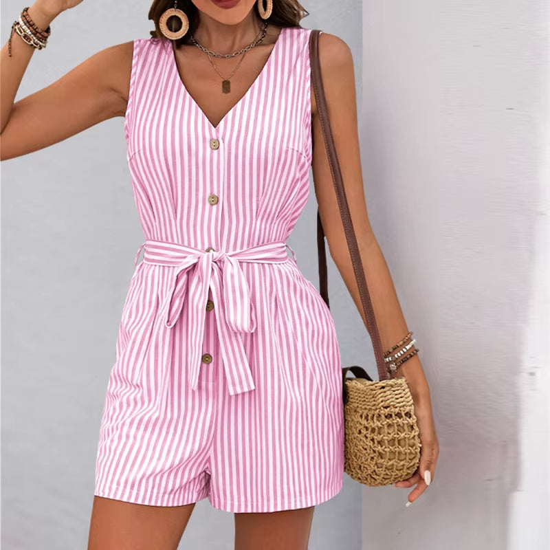 Summer short jumpsuit with vertical stripes - Kendra