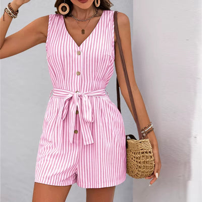 Summer short jumpsuit with vertical stripes - Kendra