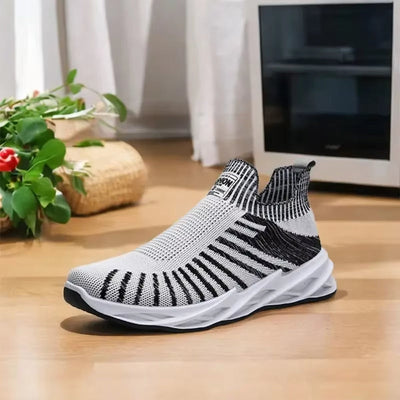 Men's breathable mesh trainers black and white - Nova