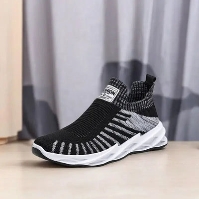 Men's breathable mesh trainers black and white - Nova