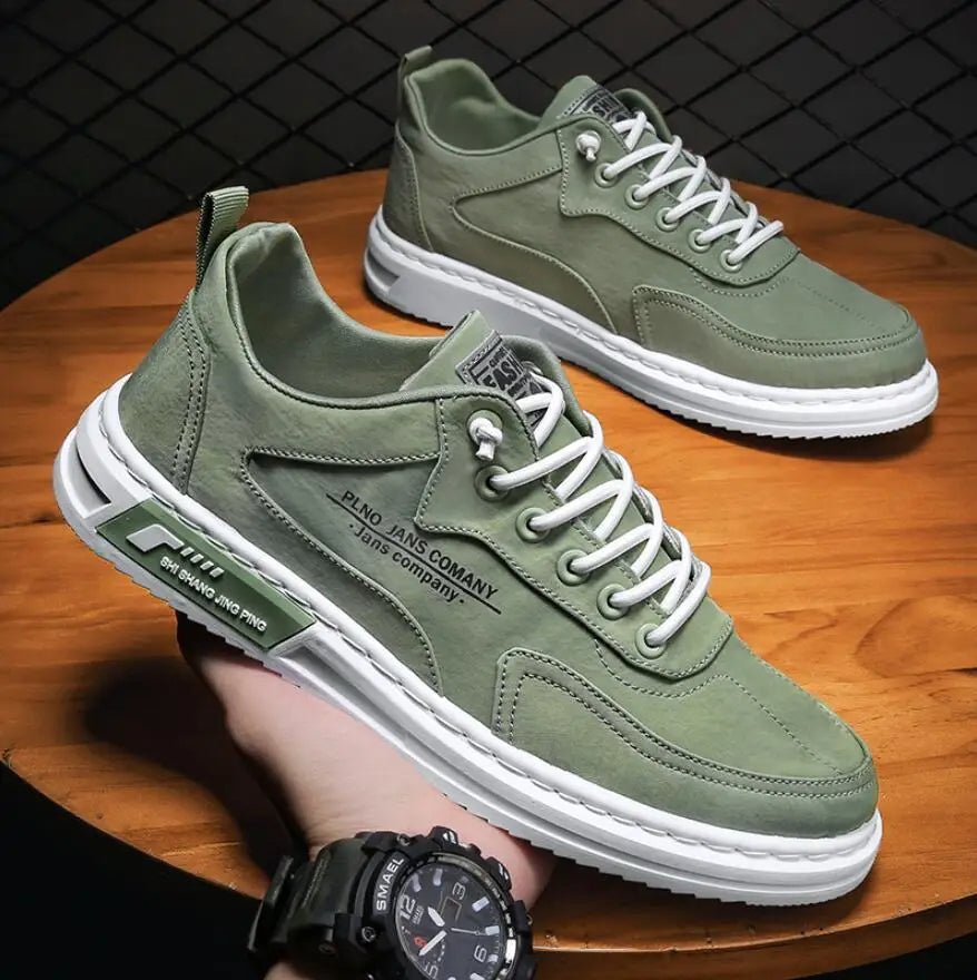 Men's breathable casual design trainers olive green - Milo