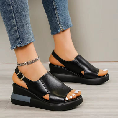 Women's synthetic platform sandals open toe design - Renata