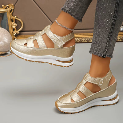 Women's padded synthetic leather platform sandals - Julieta