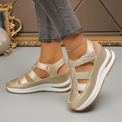 Women's padded synthetic leather platform sandals - Julieta