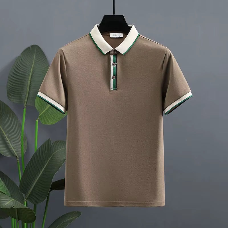 Men's cotton piqué polo shirt with contrast detail in casual style - Mateo