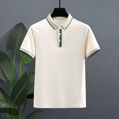 Men's cotton piqué polo shirt with contrast detail in casual style - Mateo