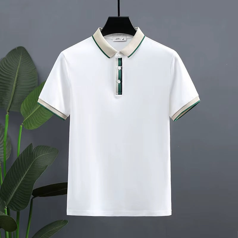 Men's cotton piqué polo shirt with contrast detail in casual style - Mateo