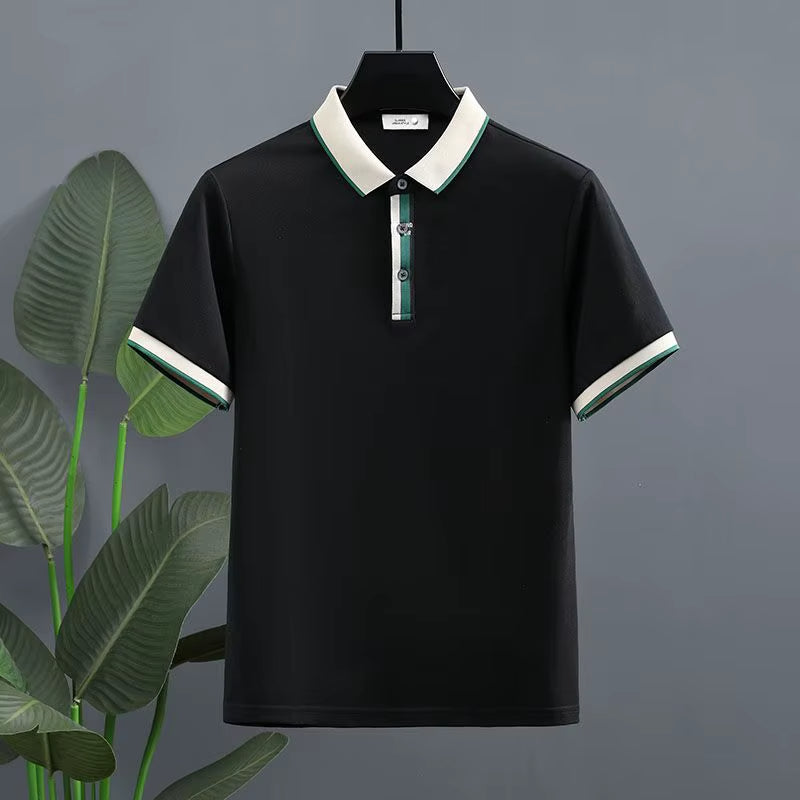 Men's cotton piqué polo shirt with contrast detail in casual style - Mateo