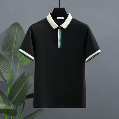 Men's cotton piqué polo shirt with contrast detail in casual style - Mateo
