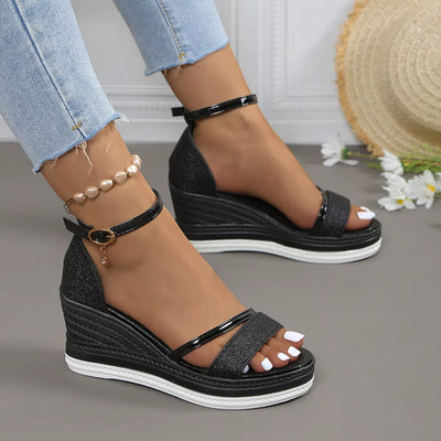 Women's glitter sandals elegant high wedge style - Jimena