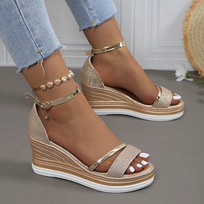 Women's glitter sandals elegant high wedge style - Jimena