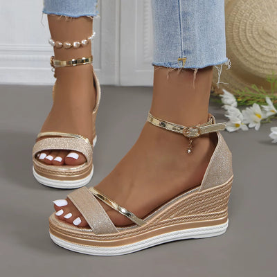 Women's glitter sandals elegant high wedge style - Jimena
