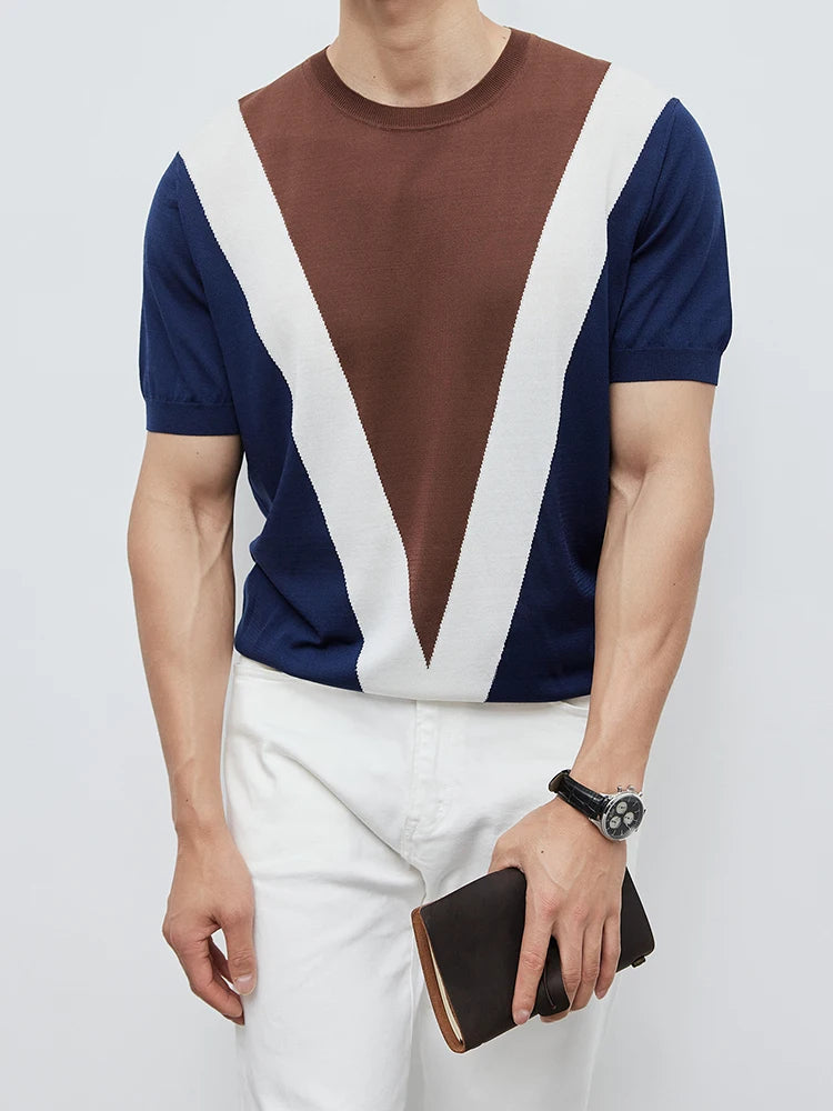 Men's T-shirt acetate blend modern geometric design - Ivan