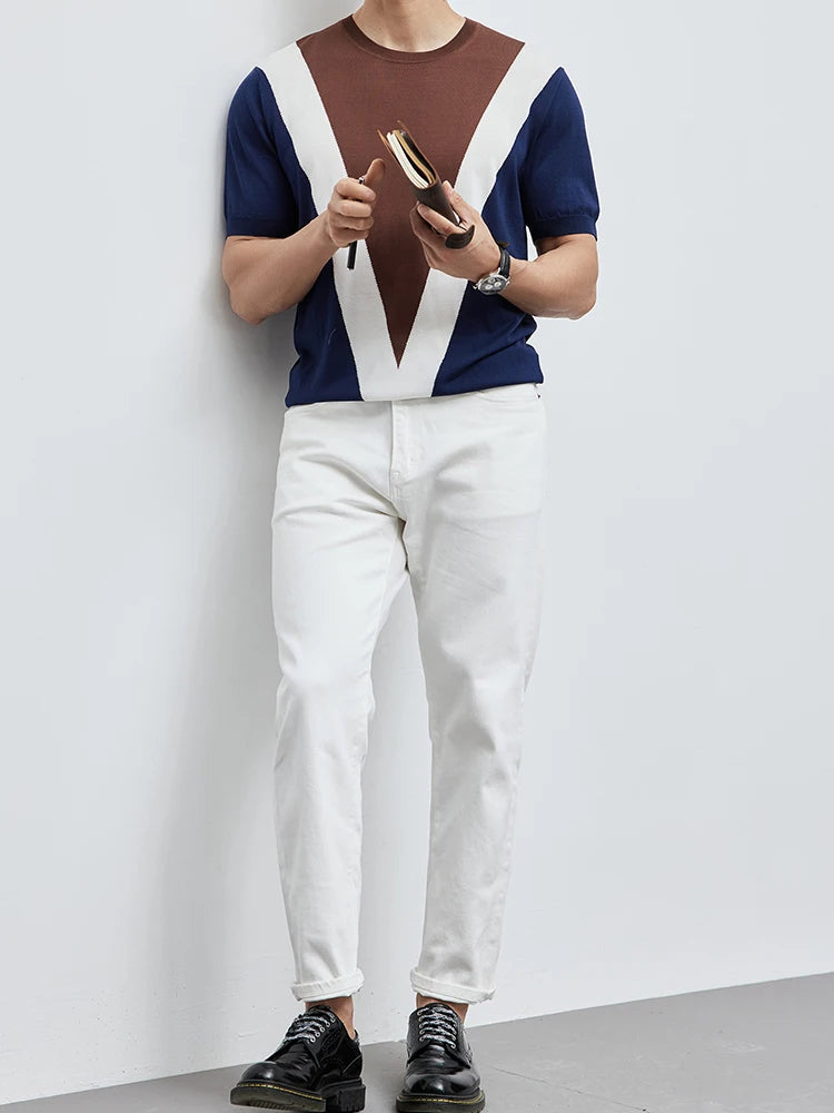 Men's T-shirt acetate blend modern geometric design - Ivan