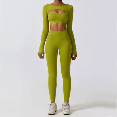 Women's cut-out design compressive lycra sports set - Amanda