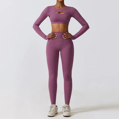 Women's cut-out design compressive lycra sports set - Amanda