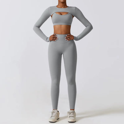 Women's cut-out design compressive lycra sports set - Amanda